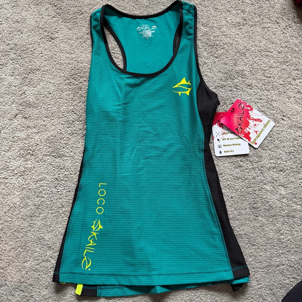 Teal and Black Women's Tank Top